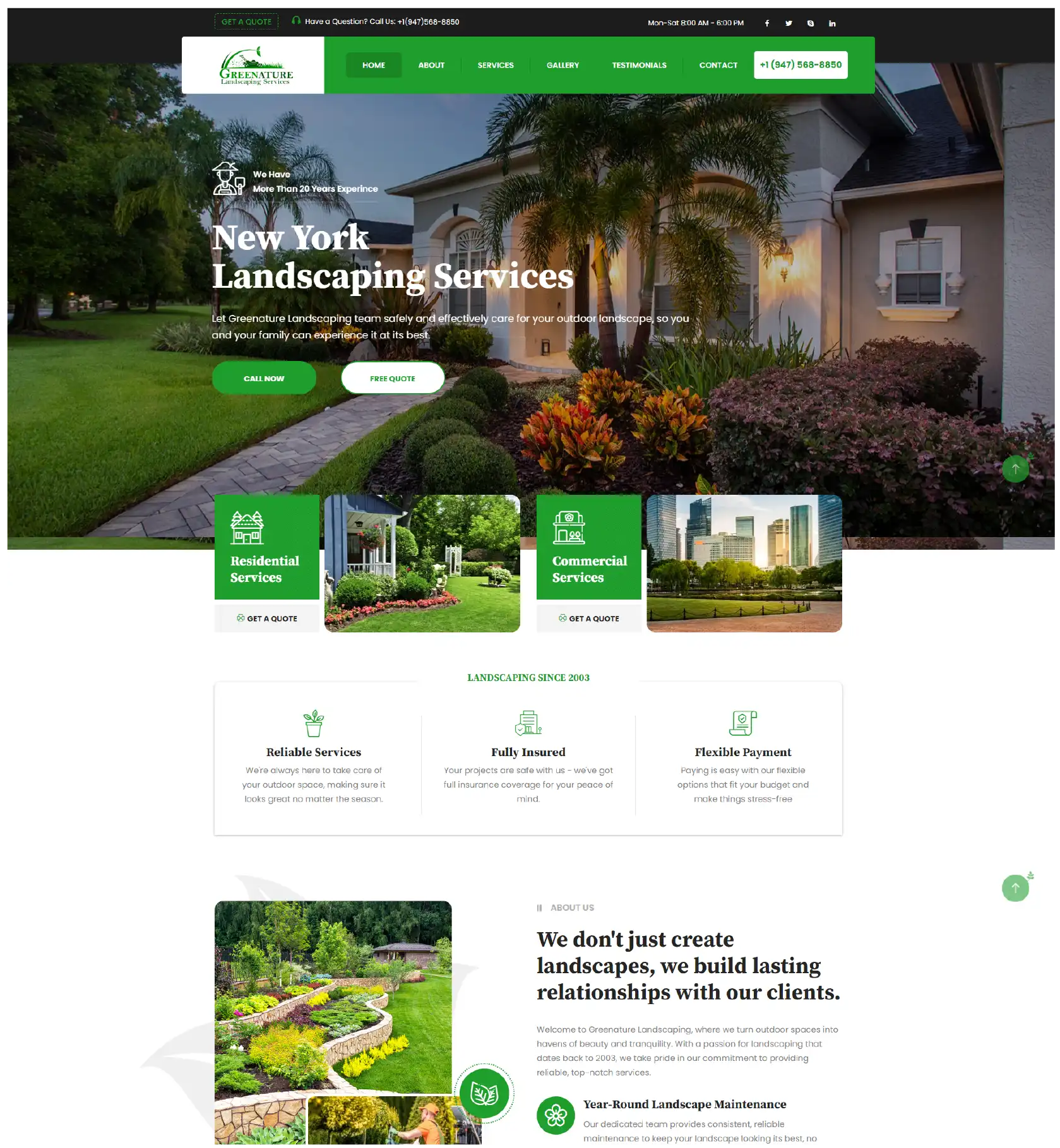 Greenature landscaping website