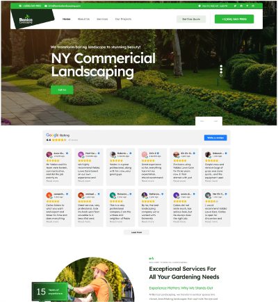 A picture of a finished landscaping website